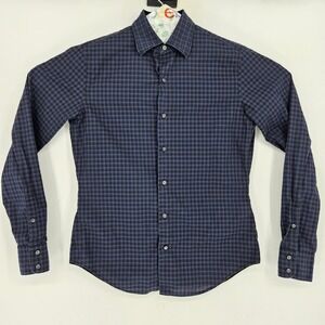 Vince Shirt Mens Small Button Up‎ Casual Preppy Long Sleeve Plaid Blue